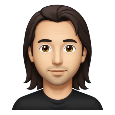 Howie Dorough with dark brown long hair, black shirt sticker