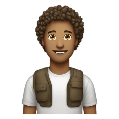 man curly hair white tshirt light bulb sticker