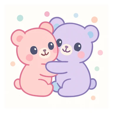 two bears hugging each other, heartwarming style, loving and tender, soft pastel colors sticker