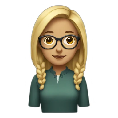 Girl with glasses that is making a flip sticker