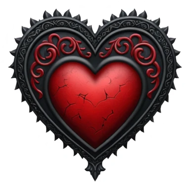 gothic style heart, black with deep red accents, ornate and dramatic sticker
