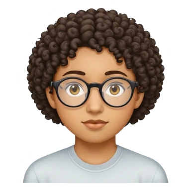 Étudiante de 20 ans noire métissée avec les cheveux bouclés, le visage ovale et des lunettes semi rondes et les yeux en amande  sticker
