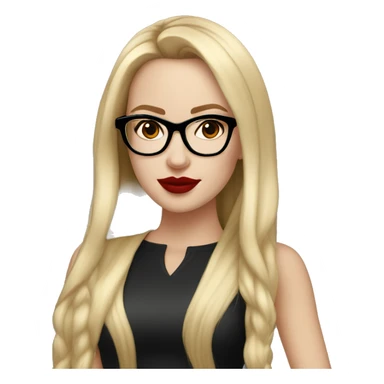 White girl, with long blonde hair, with red lipstick, black winged eyeliner and glasses  sticker
