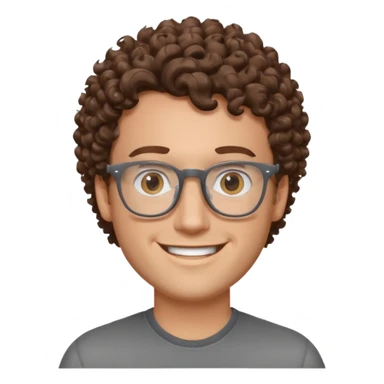 homme blanc avec cheveux marrons frisés et lunettes grise sticker