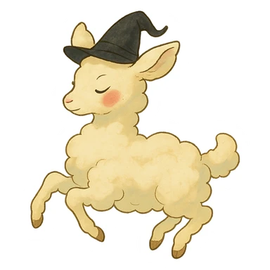 Ghibli-inspired vanilla cloud doe, floating gracefully, rosy cheeks, witchy elegance, brand mascot for social media sticker