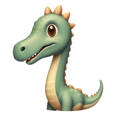 Cinematic Cute Brachiosaurus Portrait Emoji, Head tilted playfully with a warm, endearing smile, featuring a diminutive, almost whimsical head atop an impressively long neck and a sturdy, gentle body, adorned in soft, pastel earthy hues, Simplified yet irresistibly adorable features, highly detailed, glowing with a tender, inviting glow, high shine, affectionate and lively, stylized with a touch of prehistoric whimsy, soft glowing outline, capturing the essence of a playful Brachiosaurus that seems as if it could amble out of the screen into your arms! sticker
