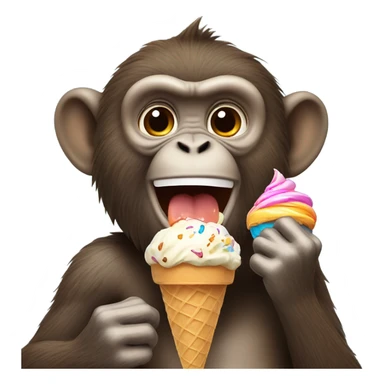 Monkey eating ice cream sticker