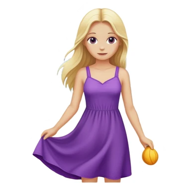 Girl with long blonde hair on beach with purple sundress  sticker