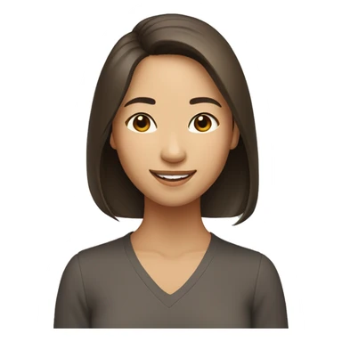 Asian American woman brown shoulder length hair smiling sticker