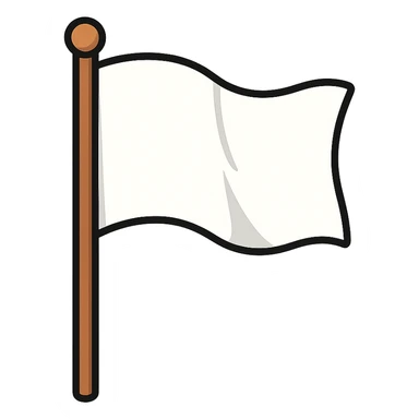 flat toon style white flag sticker