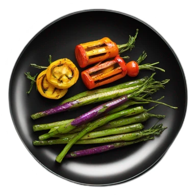 Grilled vegetables on black plate sticker
