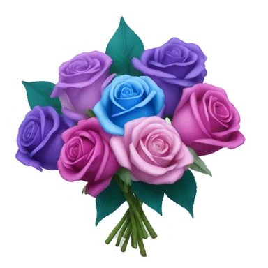 Realistic bouquet of blue, purple and pink roses  sticker