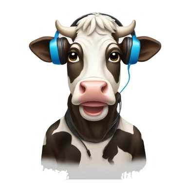 Cow listening to music  sticker