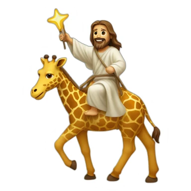 jesus riding an giraffe sticker