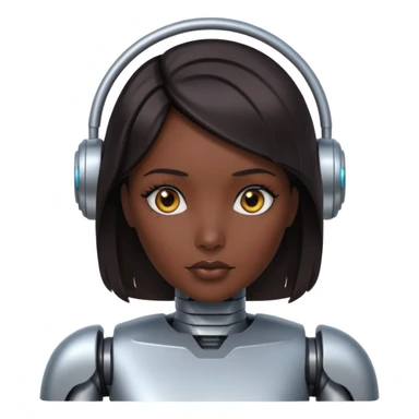 female robot with dark hair sticker