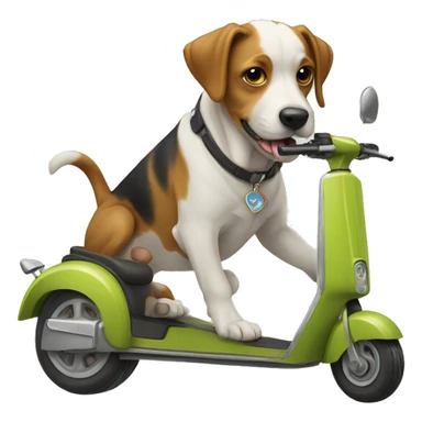 Two dogs pulling a scooter  sticker
