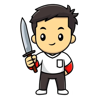 man holding a knife sticker