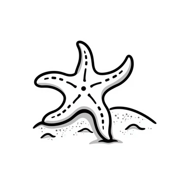 Sea star with five arms on a beach sticker