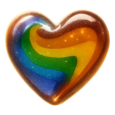Add a soft glow effect around the 3D floating glitter glass pride heart in a photorealistic style. Keep the image with no background. sticker