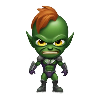 A green goblin with a spartan helmet and body modifications sticker