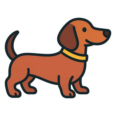 teckel dog, playful and friendly, color icon style sticker
