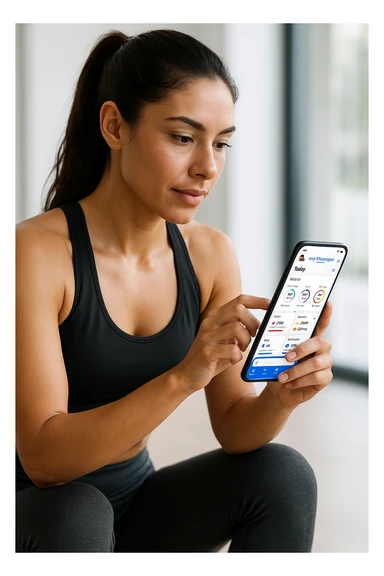 Donna sportiva che usa app contacalorie come myfitnesspal sticker