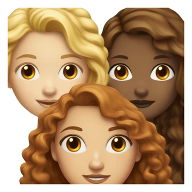 Tan girl dark curly hair, next to redhead white girl, next to blonde white girl, next to brunette white girl sticker