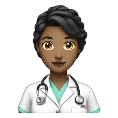 nurse white girl black hair sticker