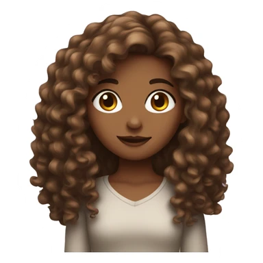 long browm curly hair girl sticker