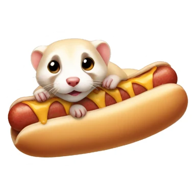 ferret with a hotdog sticker