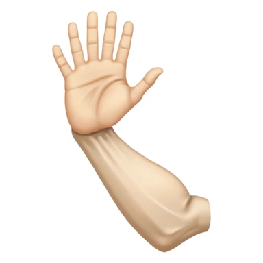 a weak, decrepit human arm and hand, limp and frail, in the style of the strong arm emoji sticker