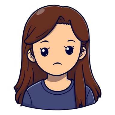 Teenage girl with long brown hair and sad expression, Hannah Baker character sticker