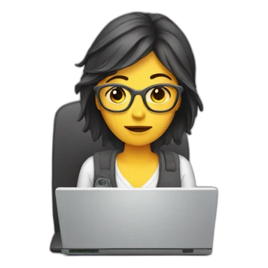 exhausted woman programmer with computer sticker