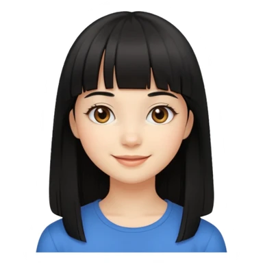 cute girl, black straight hair with straight bangs, light brown eyes sticker