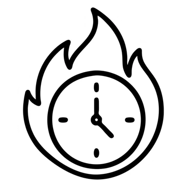 outlined clock on fire icon sticker