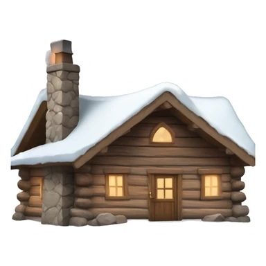 Snowy log cabin with a stone chimney, decorated for Christmas  sticker