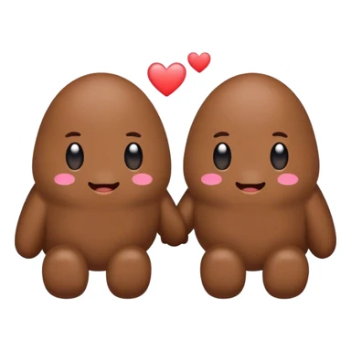 two poops holding hands sticker