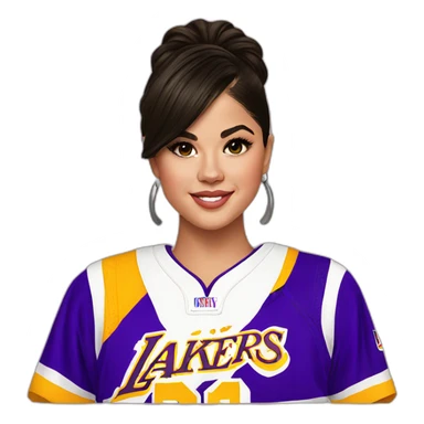 selena gomez wearing lakers jersey sticker