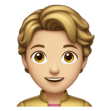 girl-short brown hair-gold jacket-smile-ear rings sticker