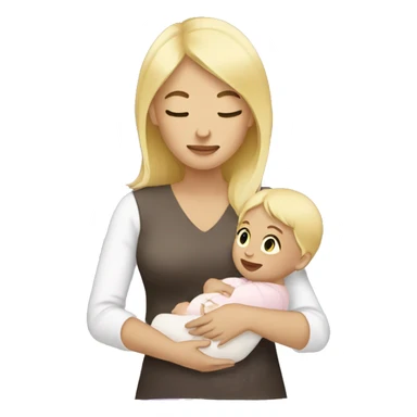 blonde woman holding baby sticker