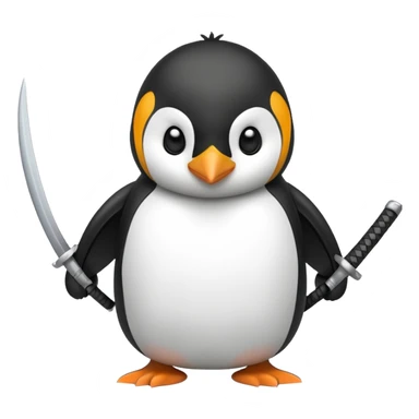 A penguin with katanas sticker