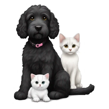 Black labradoodle and white and grey kitten sticker