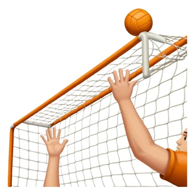 A close-up of a hand gripping a handball, with the goalposts visible in the background. The focus is on the texture of the ball and the strength of the grip, with the goal net slightly blurred to emphasize the anticipation of the throw. sticker