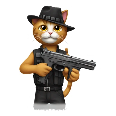 Cat with pistol  sticker