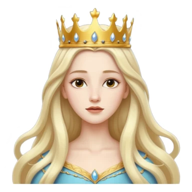 White Long Haired Women, Queen with crown — soft expression, moonlight tone sticker
