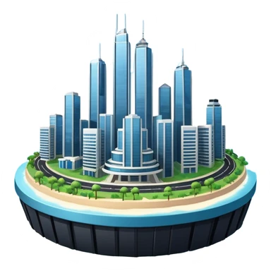 advanced modern island with skyscrapers and abvanced infrastucture sticker