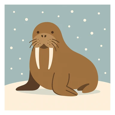 Flat design style walrus in the snow sticker