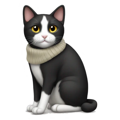 Tuxedo cat with a sweater sticker