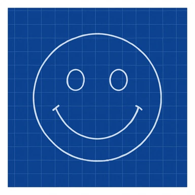 frame 10 with fully blue blueprint background with all grid lines drawn, smiley face unchanged sticker