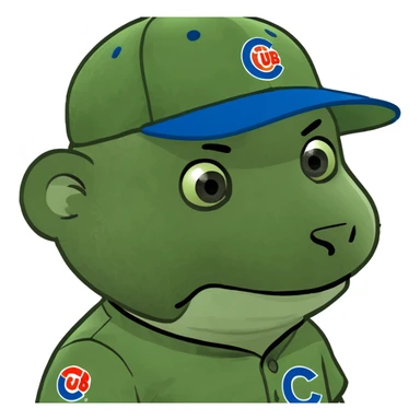 Baseball player wearing a cub hat sticker